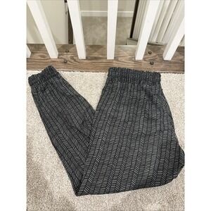 Athleta Womens‎ Pants Leggings Green Black Zigzag RN #54023 Sz 8 Pockets Tapered